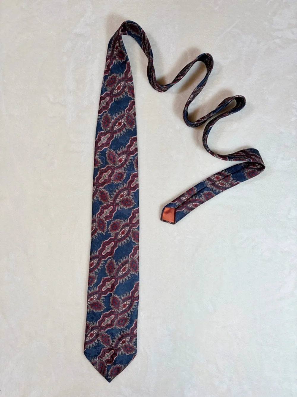 Christian Dior Men's Paisley Blue Red Gray Silk Classic‎ Woven Tie